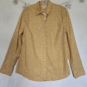 J Crew Womens Re Imagined Medium Yellow White Daisy Button Up Shirt Classic Boho